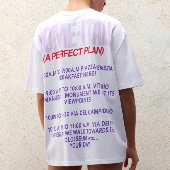 Zara limited edition white with slogan printed high quality cotton top - Picture 4 of 7